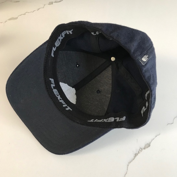 The North Face Ball Cap Hat Navy Blue Wool Flex Fit Unisex - Picture 3 of 7